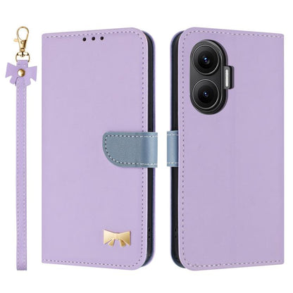 Metal Bow Leather Phone Case with Hand Strap, For Redmi Note 14 4G 164.84mm, For Redmi Note 14 Pro 5G / 14 Pro+, For Redmi Turbo 4 Pro / Poco X7 Pro, For Redmi Note 14 Pro 4G Global, For Redmi Note 14 4G 163.25mm, For Redmi 14C 4G / Poco C75           ...