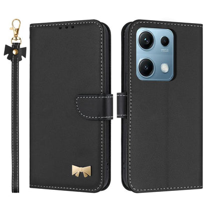 Metal Bow Leather Phone Case with Hand Strap, For Redmi Note 17 4G / 5G Global 169.7mm, For Redmi Note 17 Pro+ 5G Global 163.4mm, For Redmi 15a 5G Global, For Redmi Turbo 5 Max 5G / Poco X8 Pro Max 5G, For Redmi Turbo 5 5G / Poco X8 Pro 5G             ...