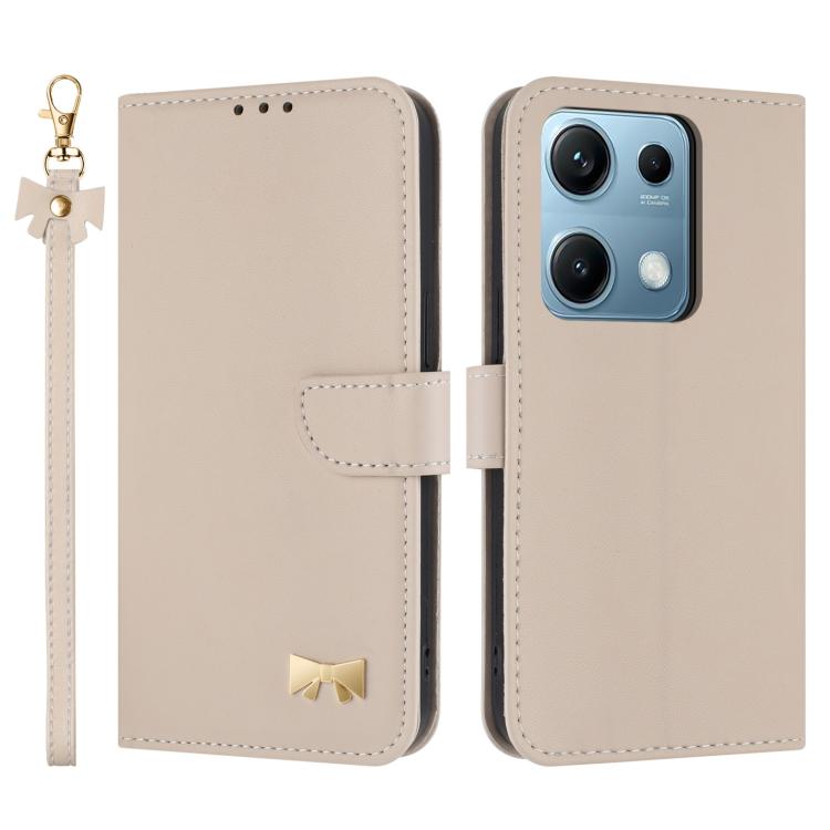 Metal Bow Leather Phone Case with Hand Strap, For Redmi Note 17 4G / 5G Global 169.7mm, For Redmi Note 17 Pro+ 5G Global 163.4mm, For Redmi 15a 5G Global, For Redmi Turbo 5 Max 5G / Poco X8 Pro Max 5G, For Redmi Turbo 5 5G / Poco X8 Pro 5G             ...