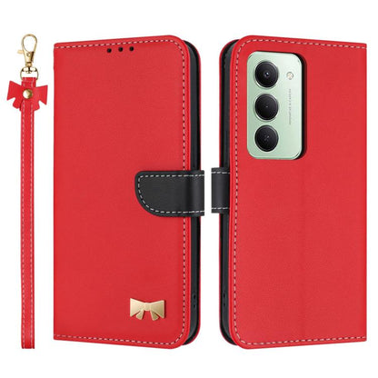 Metal Bow Leather Phone Case with Hand Strap, For Redmi Note 17 4G / 5G Global 169.7mm, For Redmi Note 17 Pro+ 5G Global 163.4mm, For Redmi 15a 5G Global, For Redmi Turbo 5 Max 5G / Poco X8 Pro Max 5G, For Redmi Turbo 5 5G / Poco X8 Pro 5G             ...