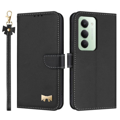 Metal Bow Leather Phone Case with Hand Strap, For Redmi Note 17 4G / 5G Global 169.7mm, For Redmi Note 17 Pro+ 5G Global 163.4mm, For Redmi 15a 5G Global, For Redmi Turbo 5 Max 5G / Poco X8 Pro Max 5G, For Redmi Turbo 5 5G / Poco X8 Pro 5G             ...