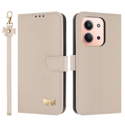 Metal Bow Leather Phone Case with Hand Strap, For Redmi Note 17 4G / 5G Global 169.7mm, For Redmi Note 17 Pro+ 5G Global 163.4mm, For Redmi 15a 5G Global, For Redmi Turbo 5 Max 5G / Poco X8 Pro Max 5G, For Redmi Turbo 5 5G / Poco X8 Pro 5G             ...