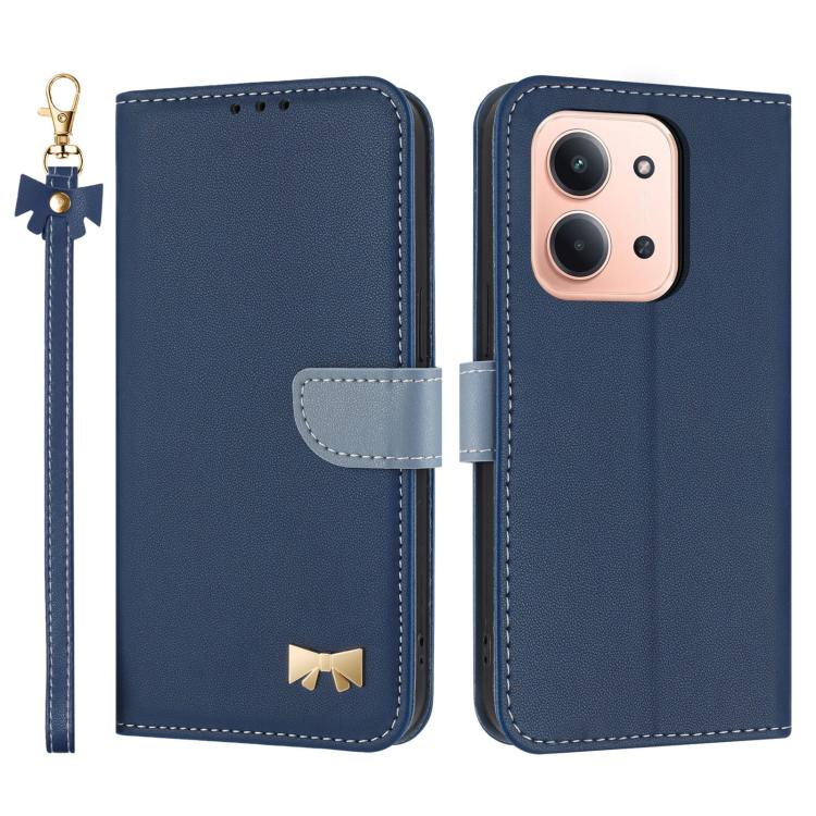 Metal Bow Leather Phone Case with Hand Strap, For Redmi Note 17 4G / 5G Global 169.7mm, For Redmi Note 17 Pro+ 5G Global 163.4mm, For Redmi 15a 5G Global, For Redmi Turbo 5 Max 5G / Poco X8 Pro Max 5G, For Redmi Turbo 5 5G / Poco X8 Pro 5G             ...