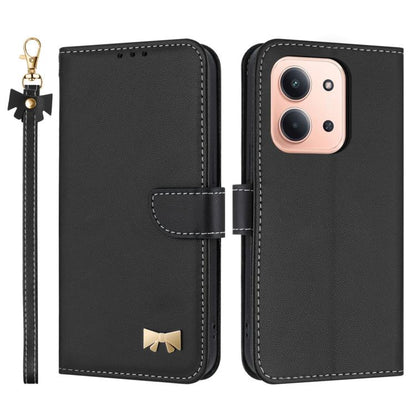 Metal Bow Leather Phone Case with Hand Strap, For Redmi Note 17 4G / 5G Global 169.7mm, For Redmi Note 17 Pro+ 5G Global 163.4mm, For Redmi 15a 5G Global, For Redmi Turbo 5 Max 5G / Poco X8 Pro Max 5G, For Redmi Turbo 5 5G / Poco X8 Pro 5G             ...