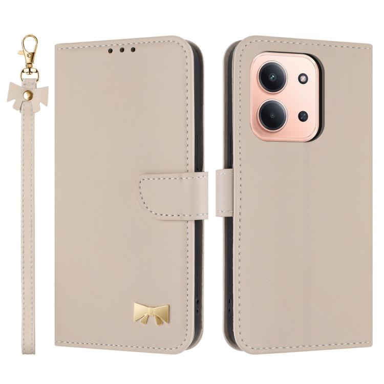 Metal Bow Leather Phone Case with Hand Strap, For Redmi Note 17 4G / 5G Global 169.7mm, For Redmi Note 17 Pro+ 5G Global 163.4mm, For Redmi 15a 5G Global, For Redmi Turbo 5 Max 5G / Poco X8 Pro Max 5G, For Redmi Turbo 5 5G / Poco X8 Pro 5G             ...