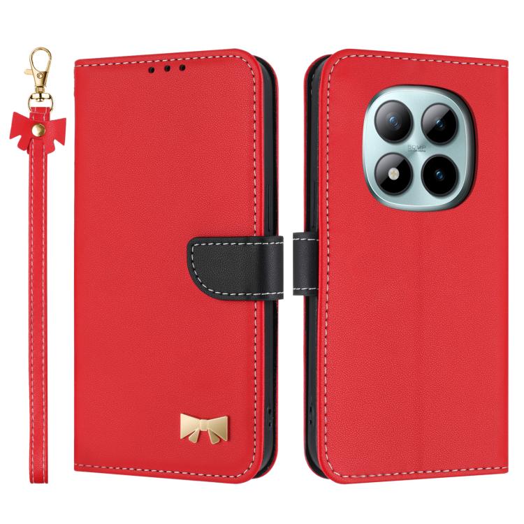 Metal Bow Leather Phone Case with Hand Strap, For Redmi Note 17 4G / 5G Global 169.7mm, For Redmi Note 17 Pro+ 5G Global 163.4mm, For Redmi 15a 5G Global, For Redmi Turbo 5 Max 5G / Poco X8 Pro Max 5G, For Redmi Turbo 5 5G / Poco X8 Pro 5G             ...