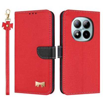 Metal Bow Leather Phone Case with Hand Strap, For Redmi Note 17 4G / 5G Global 169.7mm, For Redmi Note 17 Pro+ 5G Global 163.4mm, For Redmi 15a 5G Global, For Redmi Turbo 5 Max 5G / Poco X8 Pro Max 5G, For Redmi Turbo 5 5G / Poco X8 Pro 5G             ...