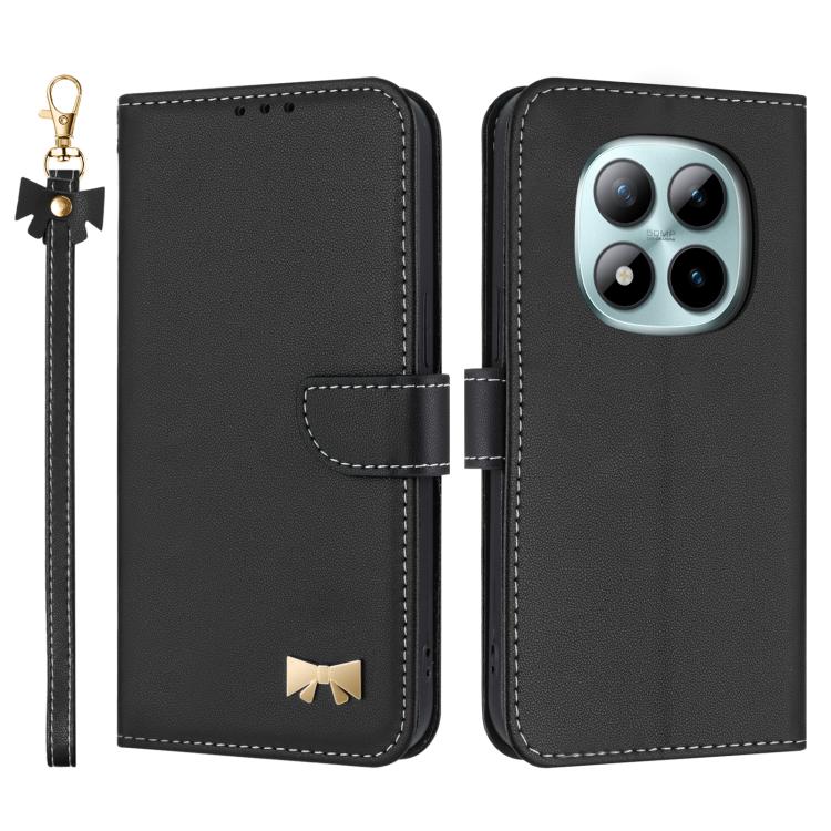 Metal Bow Leather Phone Case with Hand Strap, For Redmi Note 17 4G / 5G Global 169.7mm, For Redmi Note 17 Pro+ 5G Global 163.4mm, For Redmi 15a 5G Global, For Redmi Turbo 5 Max 5G / Poco X8 Pro Max 5G, For Redmi Turbo 5 5G / Poco X8 Pro 5G             ...