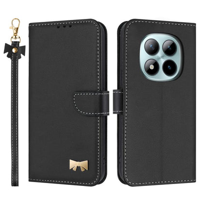 Metal Bow Leather Phone Case with Hand Strap, For Redmi Note 17 4G / 5G Global 169.7mm, For Redmi Note 17 Pro+ 5G Global 163.4mm, For Redmi 15a 5G Global, For Redmi Turbo 5 Max 5G / Poco X8 Pro Max 5G, For Redmi Turbo 5 5G / Poco X8 Pro 5G             ...