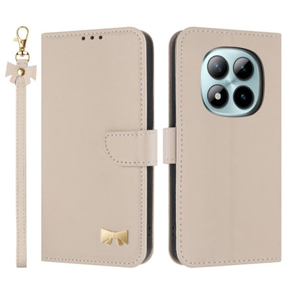 Metal Bow Leather Phone Case with Hand Strap, For Redmi Note 17 4G / 5G Global 169.7mm, For Redmi Note 17 Pro+ 5G Global 163.4mm, For Redmi 15a 5G Global, For Redmi Turbo 5 Max 5G / Poco X8 Pro Max 5G, For Redmi Turbo 5 5G / Poco X8 Pro 5G             ...