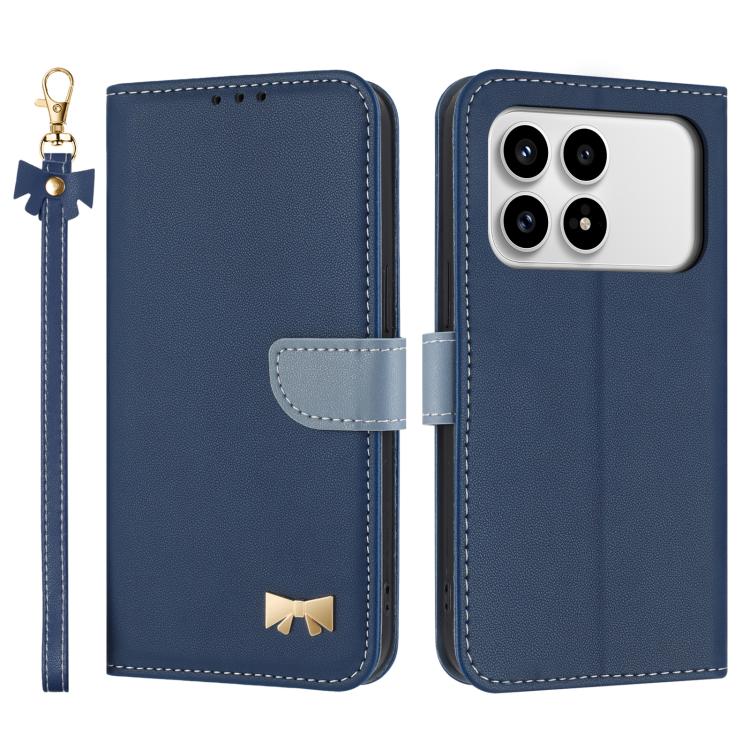 Metal Bow Leather Phone Case with Hand Strap, For Redmi Note 17 4G / 5G Global 169.7mm, For Redmi Note 17 Pro+ 5G Global 163.4mm, For Redmi 15a 5G Global, For Redmi Turbo 5 Max 5G / Poco X8 Pro Max 5G, For Redmi Turbo 5 5G / Poco X8 Pro 5G             ...