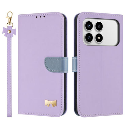 Metal Bow Leather Phone Case with Hand Strap, For Redmi Note 17 4G / 5G Global 169.7mm, For Redmi Note 17 Pro+ 5G Global 163.4mm, For Redmi 15a 5G Global, For Redmi Turbo 5 Max 5G / Poco X8 Pro Max 5G, For Redmi Turbo 5 5G / Poco X8 Pro 5G             ...