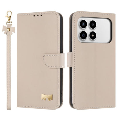 Metal Bow Leather Phone Case with Hand Strap, For Redmi Note 17 4G / 5G Global 169.7mm, For Redmi Note 17 Pro+ 5G Global 163.4mm, For Redmi 15a 5G Global, For Redmi Turbo 5 Max 5G / Poco X8 Pro Max 5G, For Redmi Turbo 5 5G / Poco X8 Pro 5G             ...