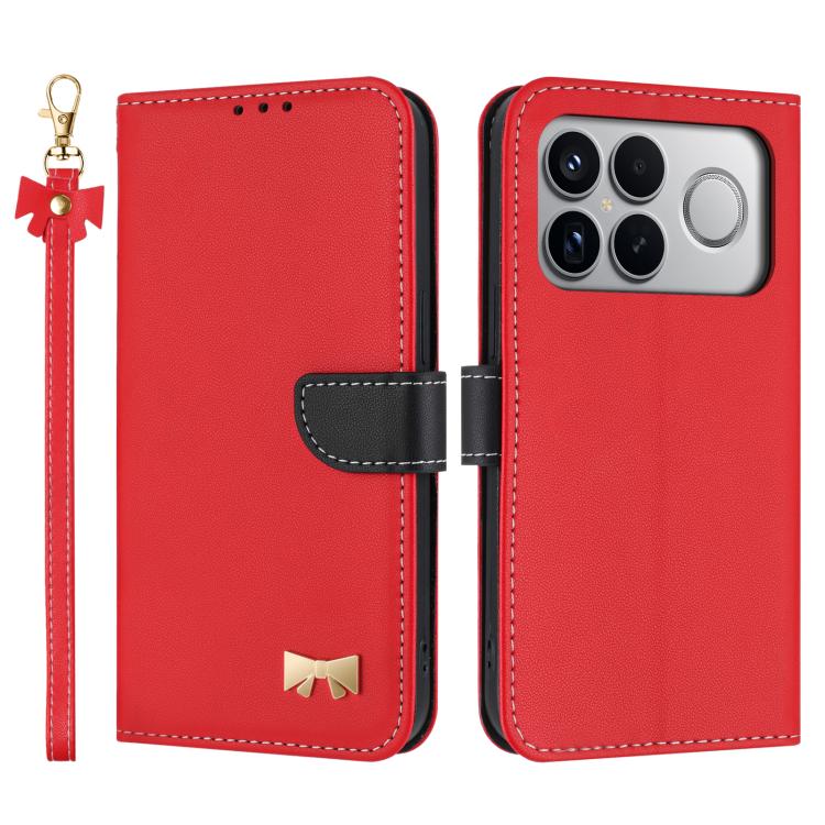 Metal Bow Leather Phone Case with Hand Strap, For Redmi Note 17 4G / 5G Global 169.7mm, For Redmi Note 17 Pro+ 5G Global 163.4mm, For Redmi 15a 5G Global, For Redmi Turbo 5 Max 5G / Poco X8 Pro Max 5G, For Redmi Turbo 5 5G / Poco X8 Pro 5G             ...