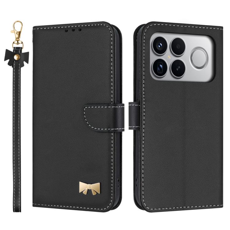 Metal Bow Leather Phone Case with Hand Strap, For Redmi Note 17 4G / 5G Global 169.7mm, For Redmi Note 17 Pro+ 5G Global 163.4mm, For Redmi 15a 5G Global, For Redmi Turbo 5 Max 5G / Poco X8 Pro Max 5G, For Redmi Turbo 5 5G / Poco X8 Pro 5G             ...
