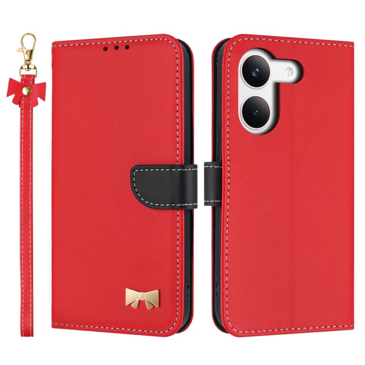 Metal Bow Leather Phone Case with Hand Strap, For Redmi Note 17 4G / 5G Global 169.7mm, For Redmi Note 17 Pro+ 5G Global 163.4mm, For Redmi 15a 5G Global, For Redmi Turbo 5 Max 5G / Poco X8 Pro Max 5G, For Redmi Turbo 5 5G / Poco X8 Pro 5G             ...