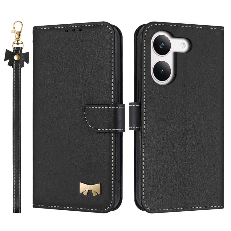 Metal Bow Leather Phone Case with Hand Strap, For Redmi Note 17 4G / 5G Global 169.7mm, For Redmi Note 17 Pro+ 5G Global 163.4mm, For Redmi 15a 5G Global, For Redmi Turbo 5 Max 5G / Poco X8 Pro Max 5G, For Redmi Turbo 5 5G / Poco X8 Pro 5G             ...