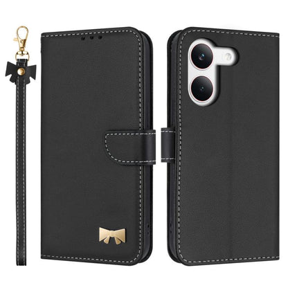 Metal Bow Leather Phone Case with Hand Strap, For Redmi Note 17 4G / 5G Global 169.7mm, For Redmi Note 17 Pro+ 5G Global 163.4mm, For Redmi 15a 5G Global, For Redmi Turbo 5 Max 5G / Poco X8 Pro Max 5G, For Redmi Turbo 5 5G / Poco X8 Pro 5G             ...
