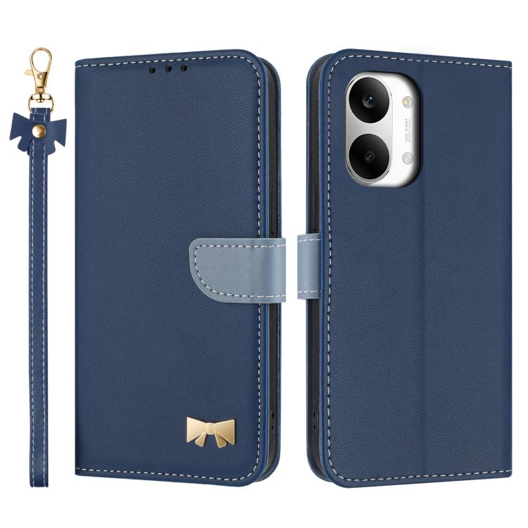 Metal Bow Leather Phone Case with Hand Strap, For Redmi Note 17 4G / 5G Global 169.7mm, For Redmi Note 17 Pro+ 5G Global 163.4mm, For Redmi 15a 5G Global, For Redmi Turbo 5 Max 5G / Poco X8 Pro Max 5G, For Redmi Turbo 5 5G / Poco X8 Pro 5G             ...