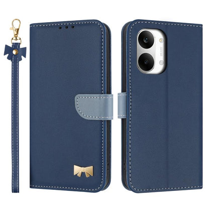 Metal Bow Leather Phone Case with Hand Strap, For Redmi Note 17 4G / 5G Global 169.7mm, For Redmi Note 17 Pro+ 5G Global 163.4mm, For Redmi 15a 5G Global, For Redmi Turbo 5 Max 5G / Poco X8 Pro Max 5G, For Redmi Turbo 5 5G / Poco X8 Pro 5G             ...