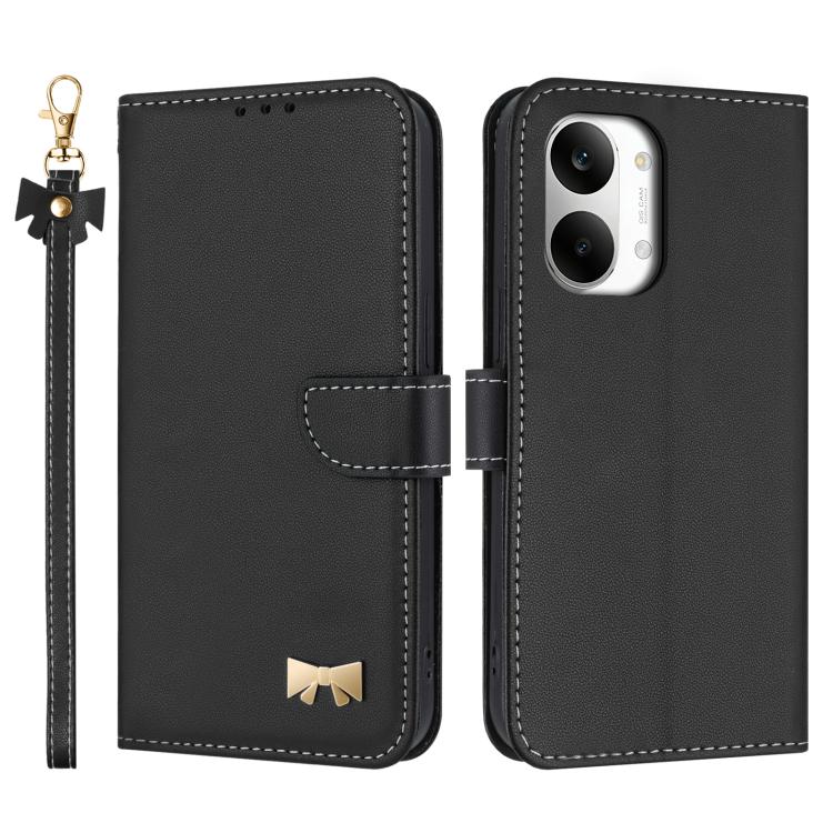 Metal Bow Leather Phone Case with Hand Strap, For Redmi Note 17 4G / 5G Global 169.7mm, For Redmi Note 17 Pro+ 5G Global 163.4mm, For Redmi 15a 5G Global, For Redmi Turbo 5 Max 5G / Poco X8 Pro Max 5G, For Redmi Turbo 5 5G / Poco X8 Pro 5G             ...