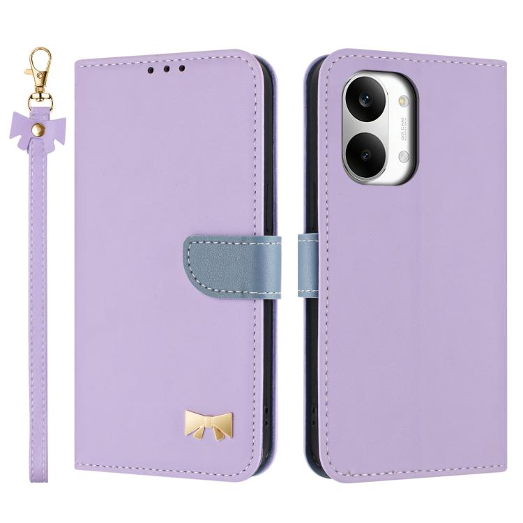 Metal Bow Leather Phone Case with Hand Strap, For Redmi Note 17 4G / 5G Global 169.7mm, For Redmi Note 17 Pro+ 5G Global 163.4mm, For Redmi 15a 5G Global, For Redmi Turbo 5 Max 5G / Poco X8 Pro Max 5G, For Redmi Turbo 5 5G / Poco X8 Pro 5G             ...