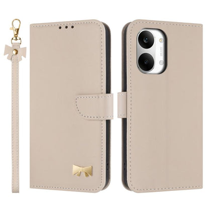 Metal Bow Leather Phone Case with Hand Strap, For Redmi Note 17 4G / 5G Global 169.7mm, For Redmi Note 17 Pro+ 5G Global 163.4mm, For Redmi 15a 5G Global, For Redmi Turbo 5 Max 5G / Poco X8 Pro Max 5G, For Redmi Turbo 5 5G / Poco X8 Pro 5G             ...