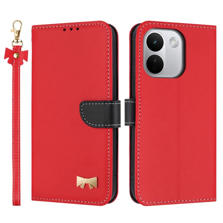 Metal Bow Leather Phone Case with Hand Strap, For Redmi Note 17 4G / 5G Global 169.7mm, For Redmi Note 17 Pro+ 5G Global 163.4mm, For Redmi 15a 5G Global, For Redmi Turbo 5 Max 5G / Poco X8 Pro Max 5G, For Redmi Turbo 5 5G / Poco X8 Pro 5G             ...