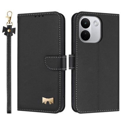 Metal Bow Leather Phone Case with Hand Strap, For Redmi Note 17 4G / 5G Global 169.7mm, For Redmi Note 17 Pro+ 5G Global 163.4mm, For Redmi 15a 5G Global, For Redmi Turbo 5 Max 5G / Poco X8 Pro Max 5G, For Redmi Turbo 5 5G / Poco X8 Pro 5G             ...