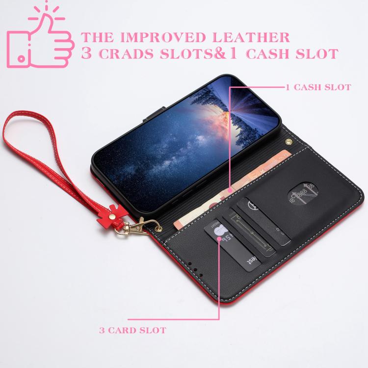 Metal Bow Leather Phone Case with Hand Strap, For Redmi Note 17 4G / 5G Global 169.7mm, For Redmi Note 17 Pro+ 5G Global 163.4mm, For Redmi 15a 5G Global, For Redmi Turbo 5 Max 5G / Poco X8 Pro Max 5G, For Redmi Turbo 5 5G / Poco X8 Pro 5G             ...