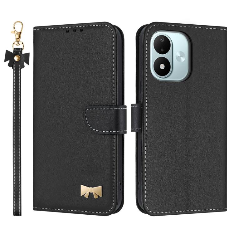 Metal Bow Leather Phone Case with Hand Strap, For Redmi Note 17 4G / 5G Global 169.7mm, For Redmi Note 17 Pro+ 5G Global 163.4mm, For Redmi 15a 5G Global, For Redmi Turbo 5 Max 5G / Poco X8 Pro Max 5G, For Redmi Turbo 5 5G / Poco X8 Pro 5G             ...