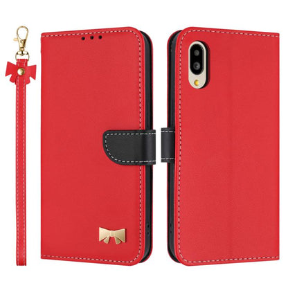 Metal Bow Leather Phone Case with Hand Strap, For Sharp Aquos R11, For Sharp Aquos wish5, For Sharp Aquos Sense9, For Sharp Simple Sumaho 6 SHG09