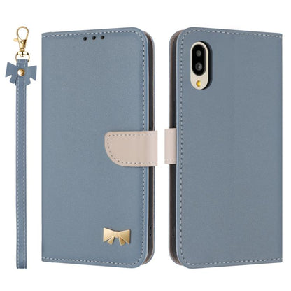 Metal Bow Leather Phone Case with Hand Strap, For Sharp Aquos R11, For Sharp Aquos wish5, For Sharp Aquos Sense9, For Sharp Simple Sumaho 6 SHG09