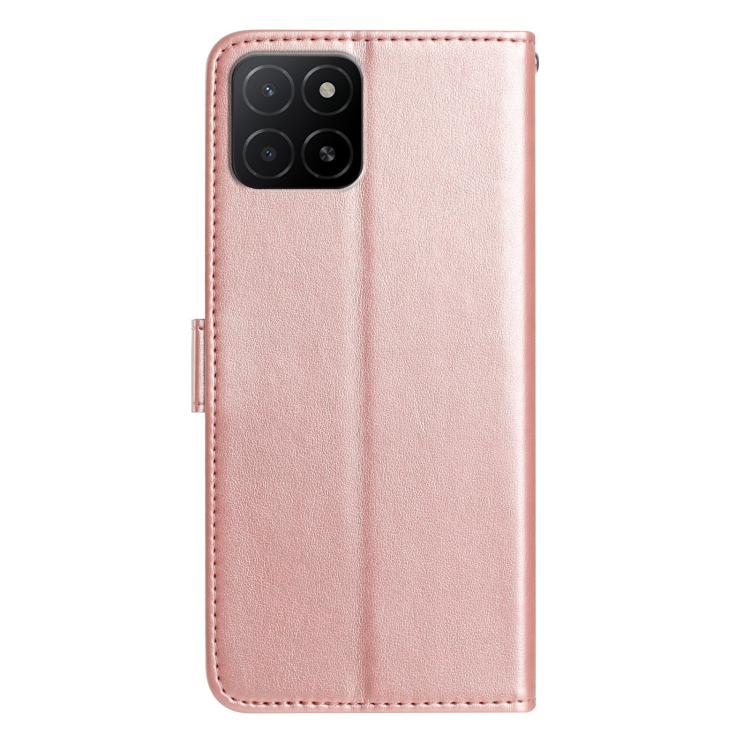 Rose Flower Embossing Pattern Leather Phone Case, For Honor X5b