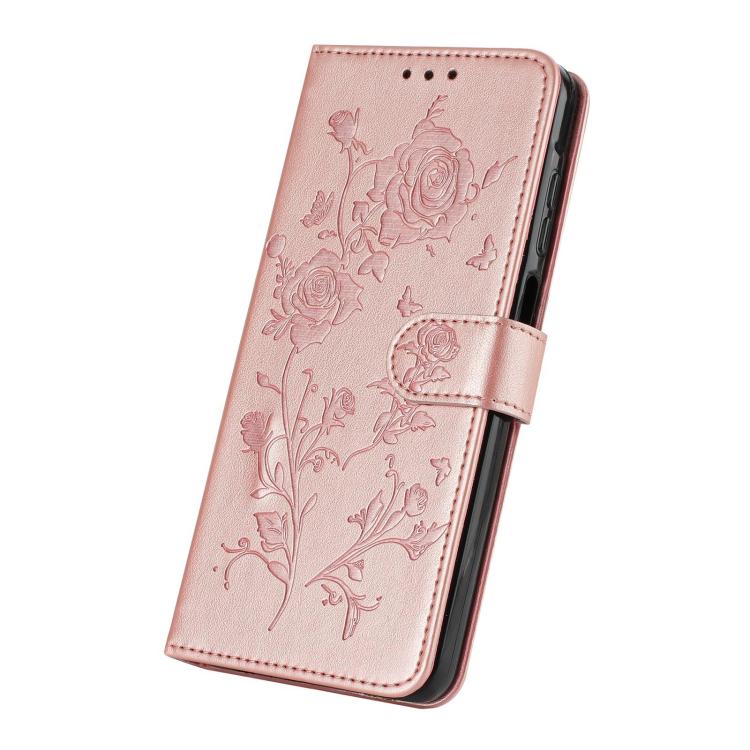 Rose Flower Embossing Pattern Leather Phone Case, For Honor X5b