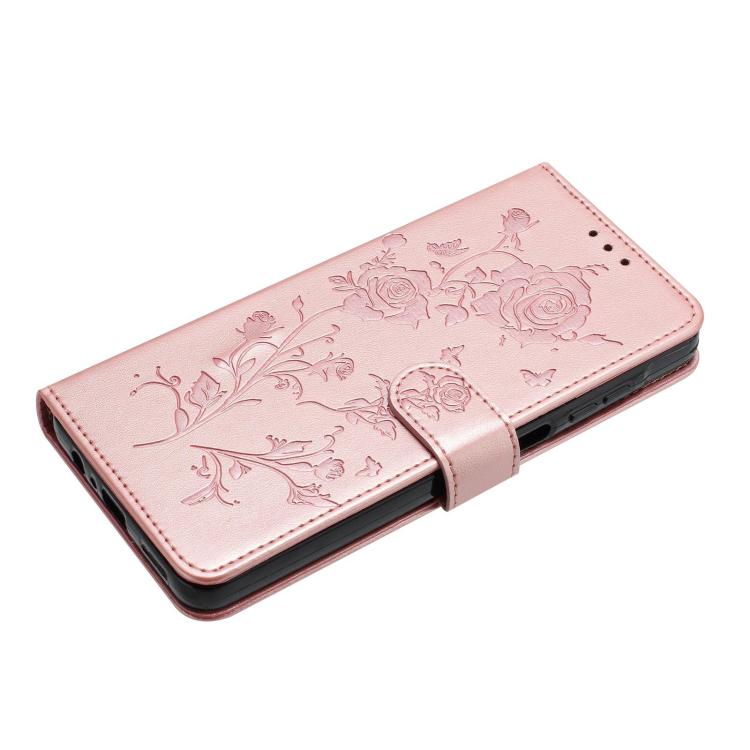 Rose Flower Embossing Pattern Leather Phone Case, For Honor X5b