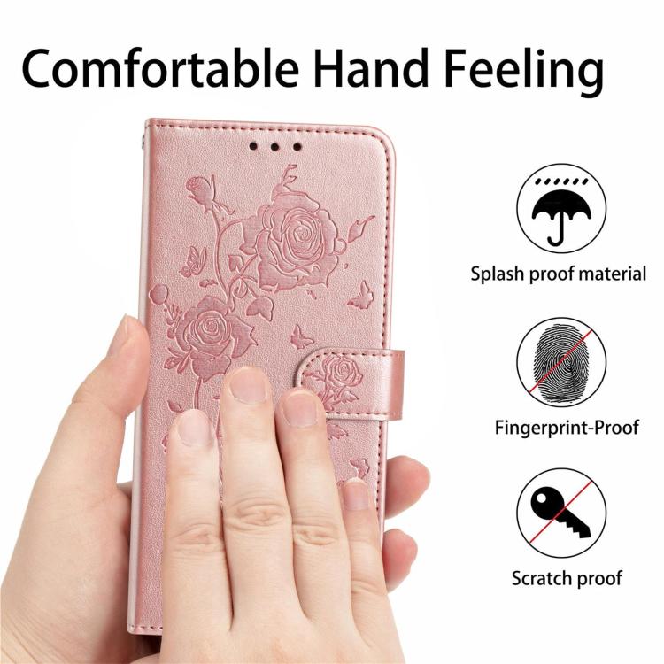Rose Flower Embossing Pattern Leather Phone Case, For Honor X5b