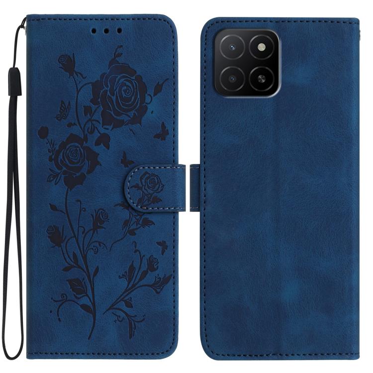 Rose Flower Embossing Pattern Leather Phone Case, For Honor X5b