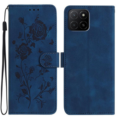 Rose Flower Embossing Pattern Leather Phone Case, For Honor X5b