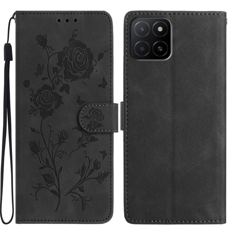Rose Flower Embossing Pattern Leather Phone Case, For Honor X5b