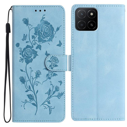 Rose Flower Embossing Pattern Leather Phone Case, For Honor X5b
