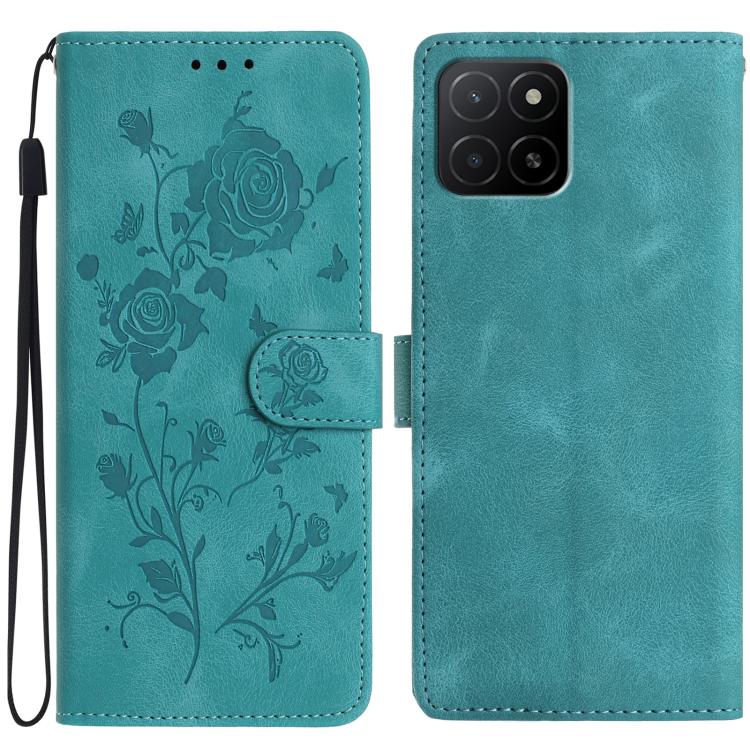 Rose Flower Embossing Pattern Leather Phone Case, For Honor X5b