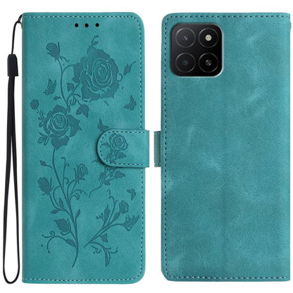 Rose Flower Embossing Pattern Leather Phone Case, For Honor X5b