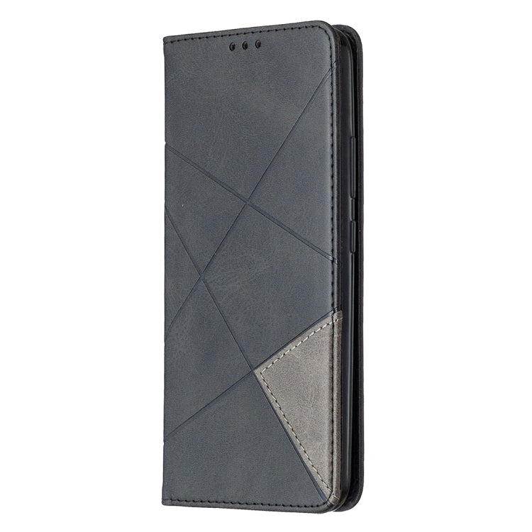 Dark grey rhombus texture folio phone case with magnetic closure, full coverage