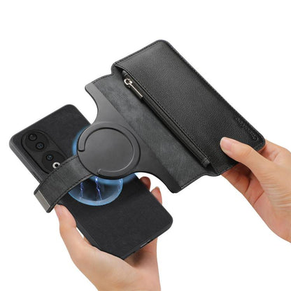 CaseNeo MagSafe RFID Anti-theft Zipper Wallet Retro Leather Phone Case, For Honor 90, For Honor X8 5G