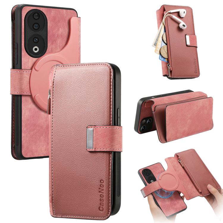 CaseNeo MagSafe RFID Anti-theft Zipper Wallet Retro Leather Phone Case, For Honor 90, For Honor X8 5G