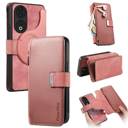 CaseNeo MagSafe RFID Anti-theft Zipper Wallet Retro Leather Phone Case, For Honor 90, For Honor X8 5G
