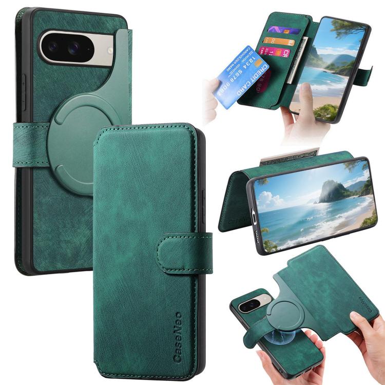 CaseNeo MagSafe RFID Anti-theft Retro Leather Phone Case, For Google Pixel 11 Pro XL, For Google Pixel 10a, For Google Pixel 10 Pro XL / 9 Pro XL, For Google Pixel 10 / 10 Pro / 9 / 9 Pro, For Google Pixel 9a