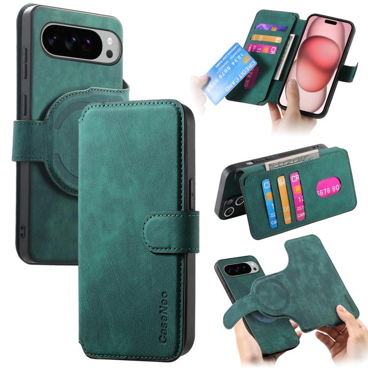 CaseNeo MagSafe RFID Anti-theft Retro Leather Phone Case, For Google Pixel 11 Pro XL, For Google Pixel 10a, For Google Pixel 10 Pro XL / 9 Pro XL, For Google Pixel 10 / 10 Pro / 9 / 9 Pro, For Google Pixel 9a