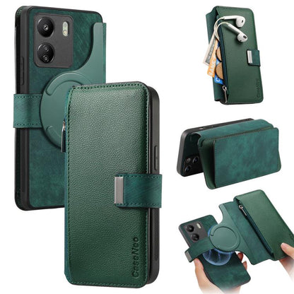 CaseNeo MagSafe RFID Anti-theft Zipper Wallet Retro Leather Phone Case, For Redmi Turbo 5 Max / Poco X8 Pro Max, For Redmi Turbo 5 5G / Poco X8 Pro 5G, For Redmi Note 15 Pro+ Global 163.3mm, For Redmi Note 15 4G / 5G Global 164mm                       ...